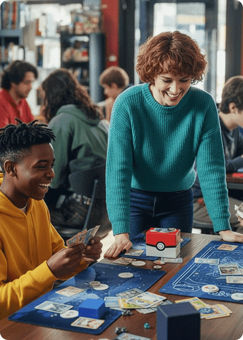 People playing the Pokémon TCG
